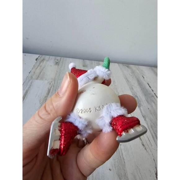 Ksa‎ Kurt Adler vintage snowman skier skating ornament Xmas tree glitter - Picture 8 of 10